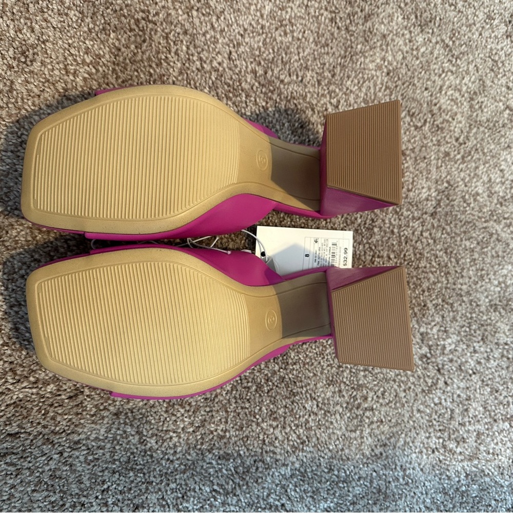 A New Day Vibrant Pink Block Heel Mules - Picture 2 of 7